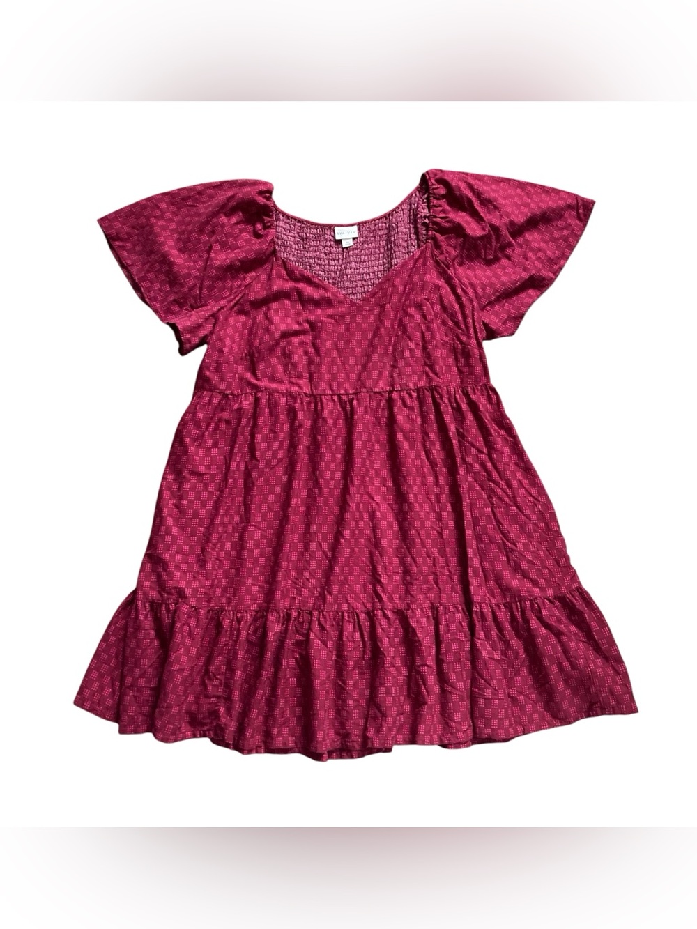 Ava & Viv Smocked Midi Dress Women’s 3X Burgundy